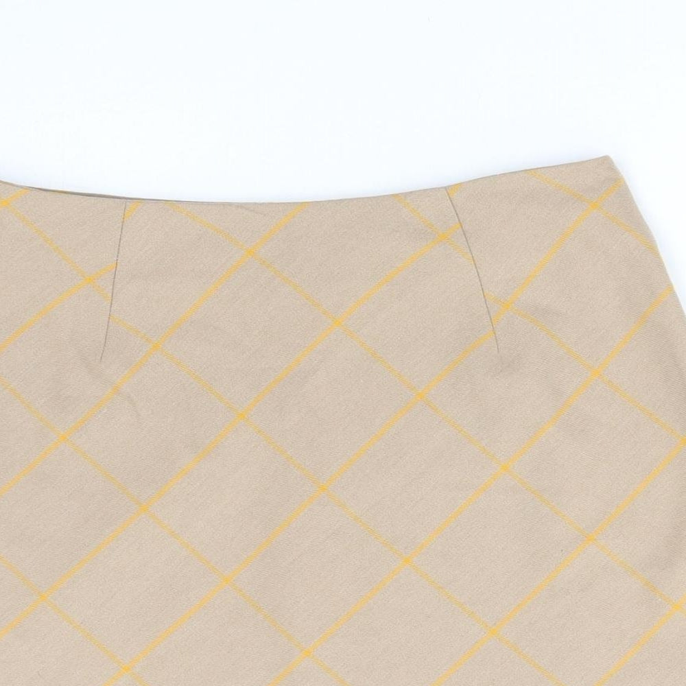 Miss Selfridge Womens Brown Geometric Polyester Mini Skirt Size 8 Zip