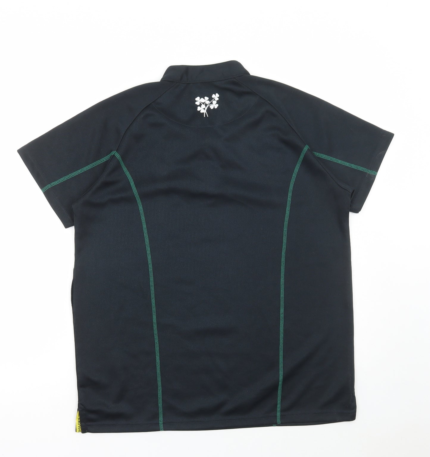 Pride and Glory Mens Black Polyester Basic T-Shirt Size M Collared Button - Ireland