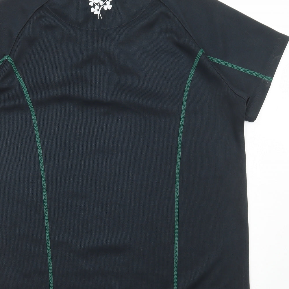 Pride and Glory Mens Black Polyester Basic T-Shirt Size M Collared Button - Ireland