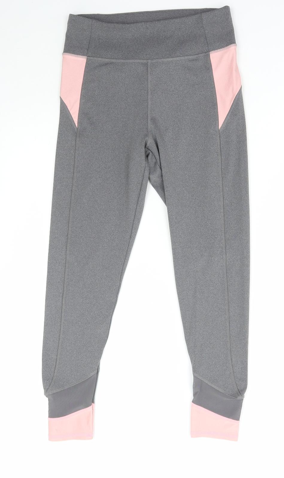 F&F Womens Grey Polyester Compression Leggings Size 12 L26 in Regular Pullover