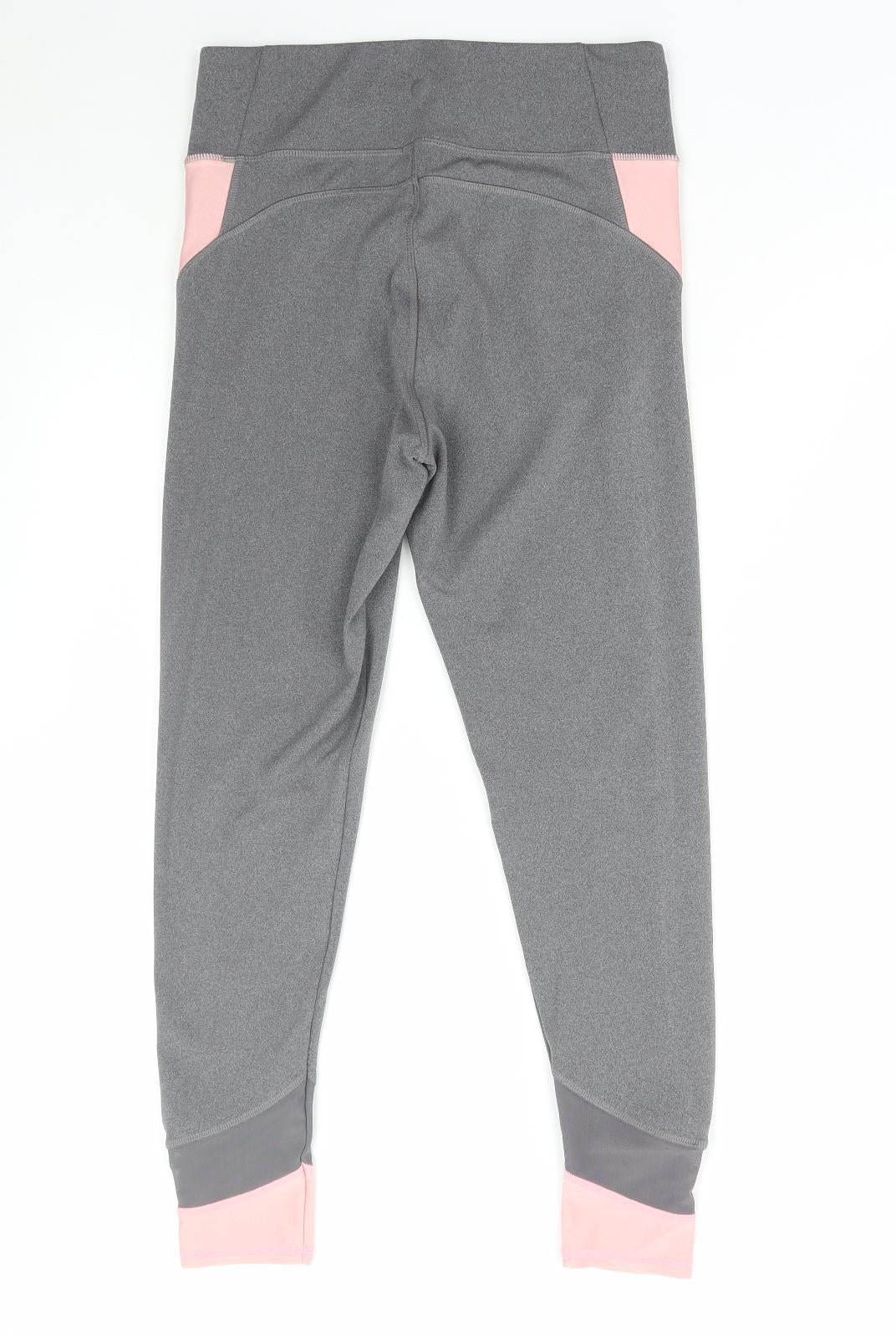 F&F Womens Grey Polyester Compression Leggings Size 12 L26 in Regular Pullover