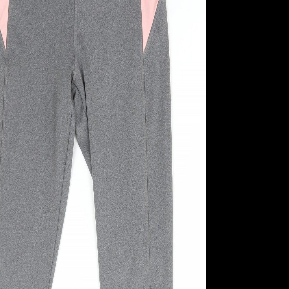 F&F Womens Grey Polyester Compression Leggings Size 12 L26 in Regular Pullover