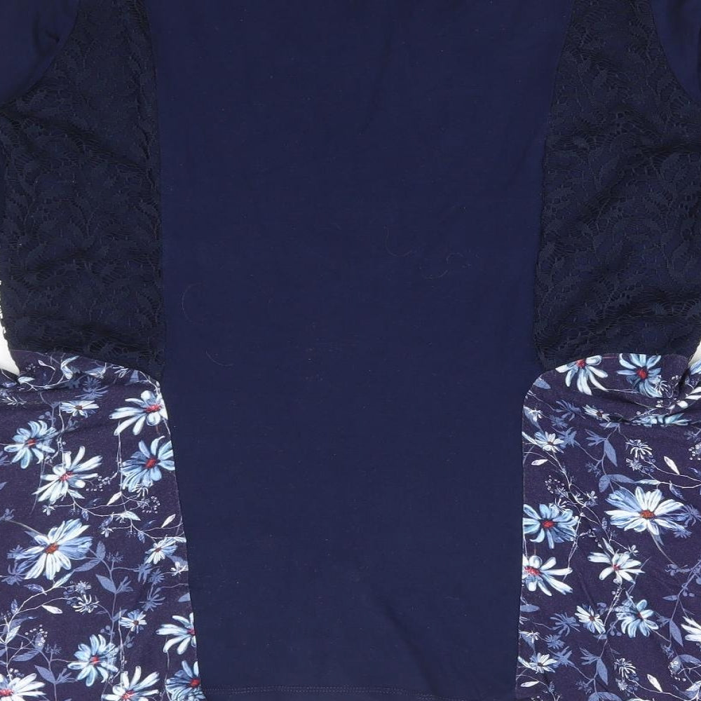 Joe Browns Womens Blue Floral Viscose Basic Blouse Size 14 Square Neck
