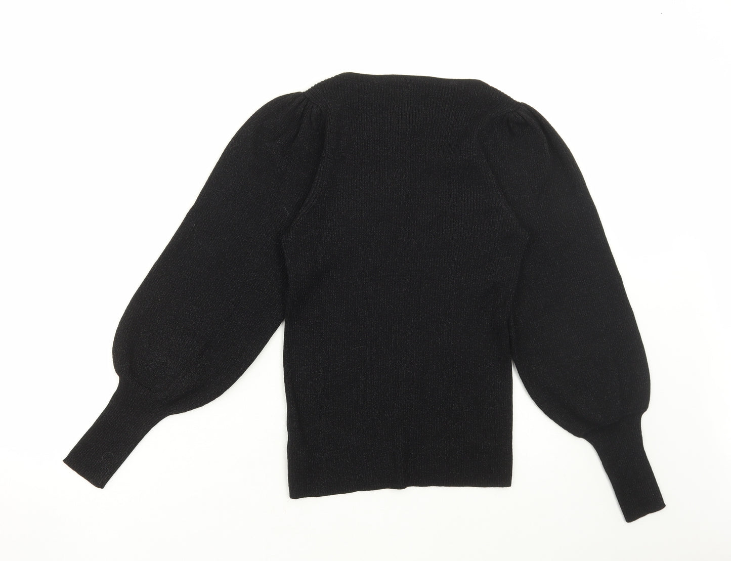 F&F Womens Black Scoop Neck Viscose Pullover Jumper Size 10