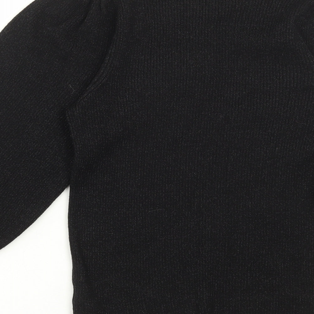 F&F Womens Black Scoop Neck Viscose Pullover Jumper Size 10