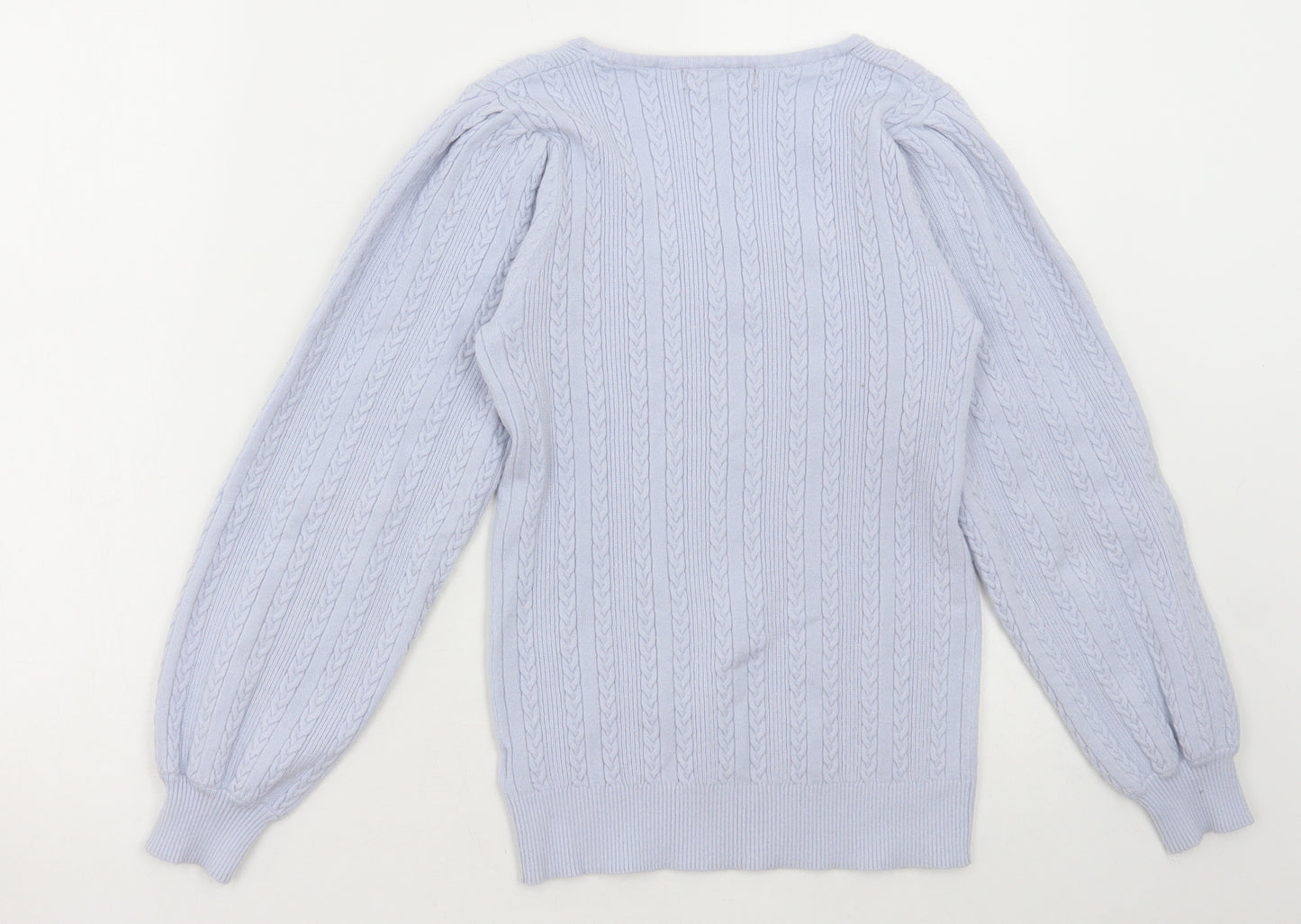 F&F Womens Blue Square Neck Viscose Pullover Jumper Size 12
