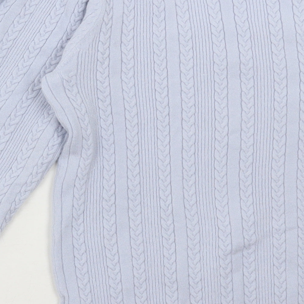 F&F Womens Blue Square Neck Viscose Pullover Jumper Size 12