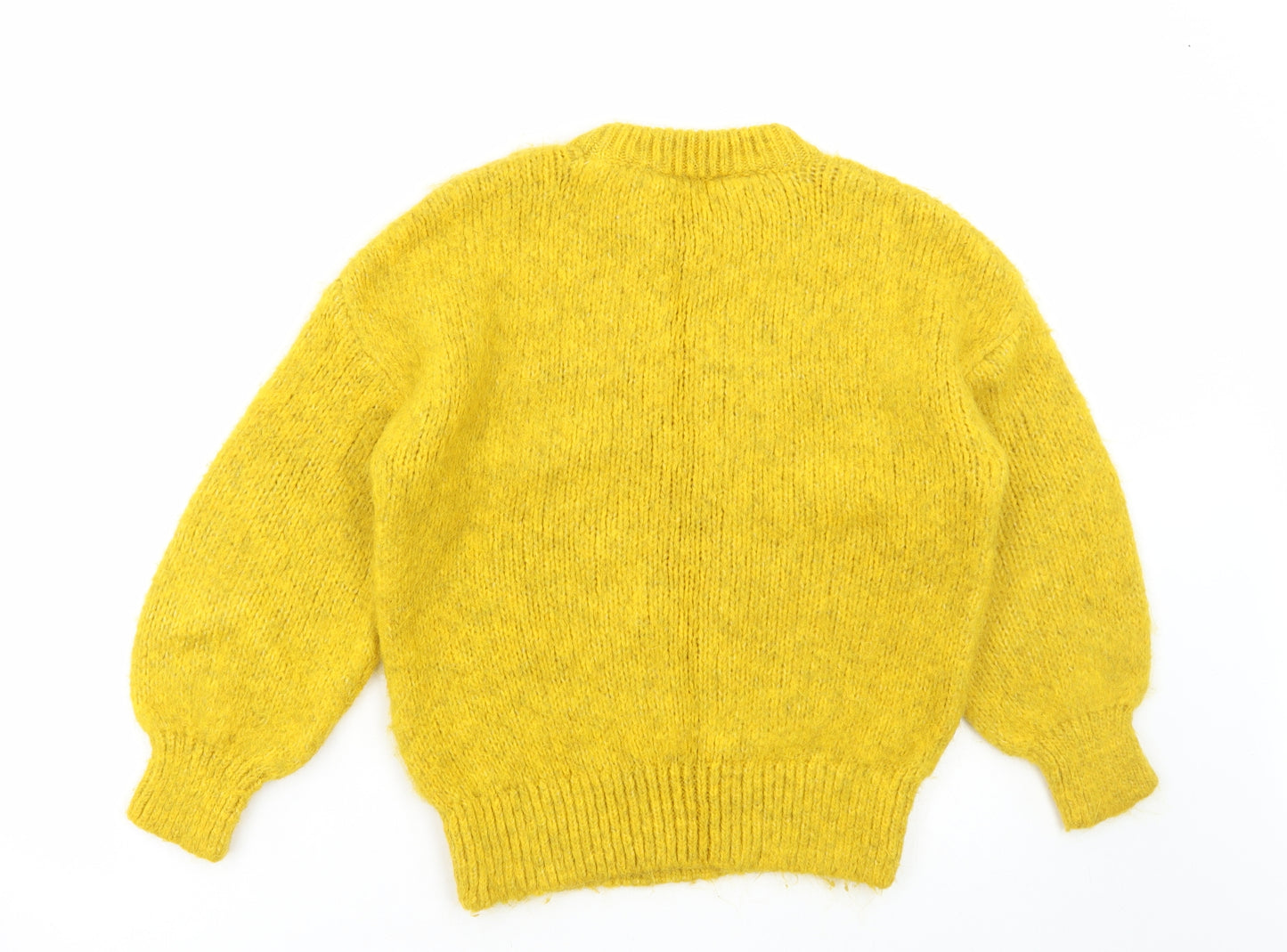 F&F Womens Yellow Round Neck Acrylic Pullover Jumper Size 8