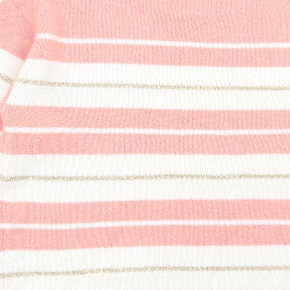Matalan Womens Pink Round Neck Striped Acrylic Pullover Jumper Size S