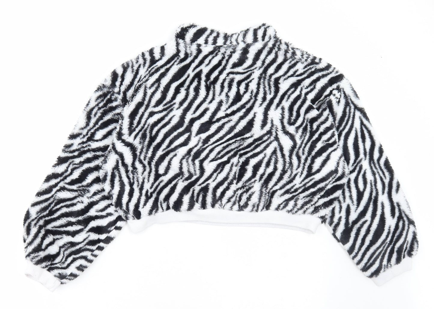 SheIn Womens Black Animal Print Polyester Pullover Sweatshirt Size XL Zip - Zebra Print