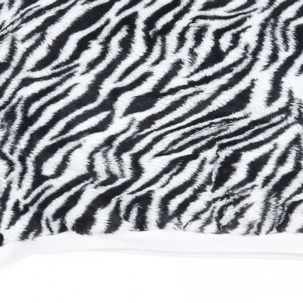 SheIn Womens Black Animal Print Polyester Pullover Sweatshirt Size XL Zip - Zebra Print