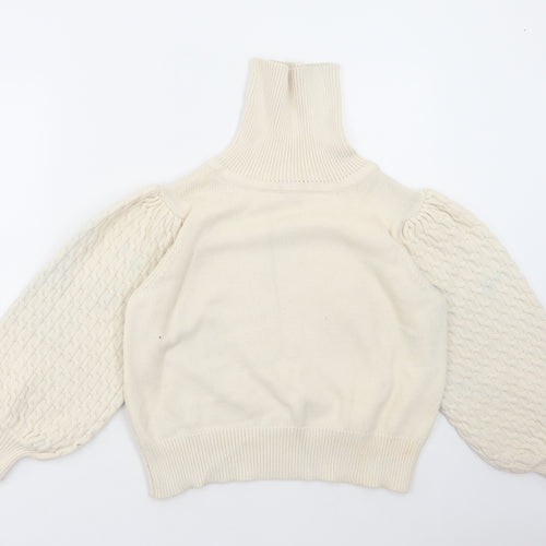 Nasty Gal Womens Ivory Roll Neck Viscose Pullover Jumper Size L