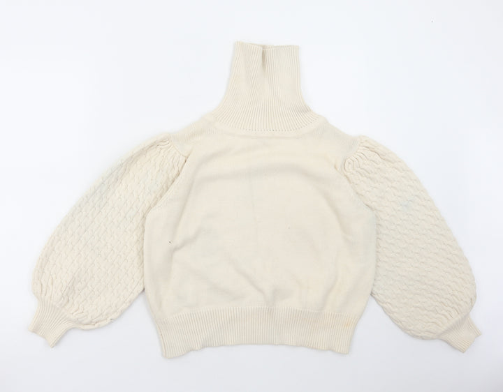 Nasty Gal Womens Ivory Roll Neck Viscose Pullover Jumper Size L