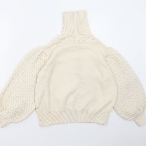 Nasty Gal Womens Ivory Roll Neck Viscose Pullover Jumper Size L