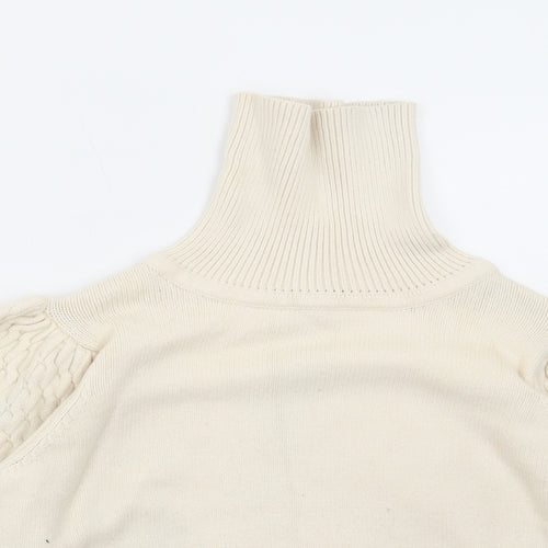 Nasty Gal Womens Ivory Roll Neck Viscose Pullover Jumper Size L
