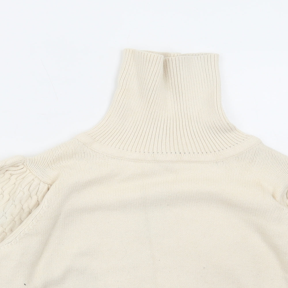 Nasty Gal Womens Ivory Roll Neck Viscose Pullover Jumper Size L