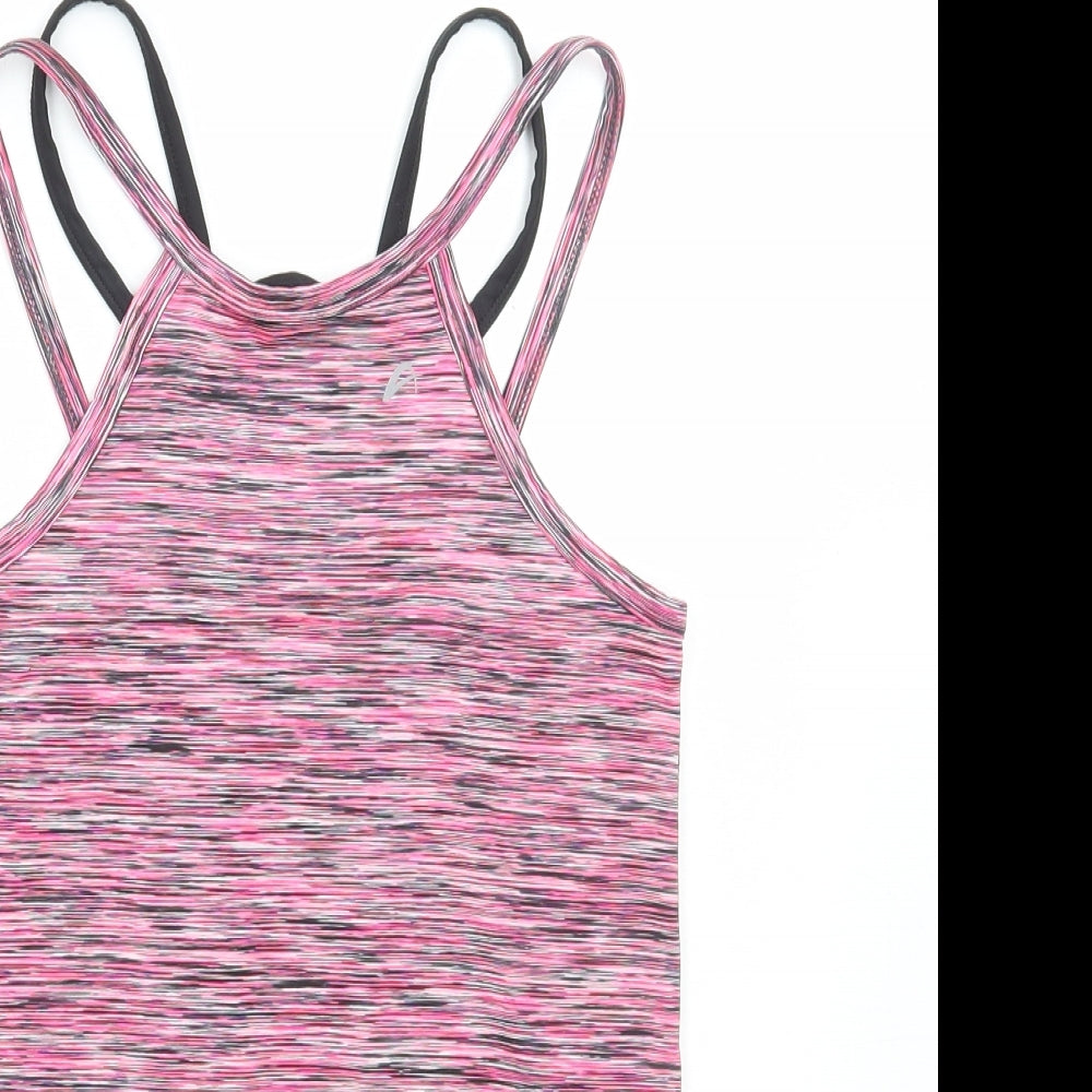 F&F Womens Pink Geometric Polyester Basic Tank Size 10 Round Neck Pullover
