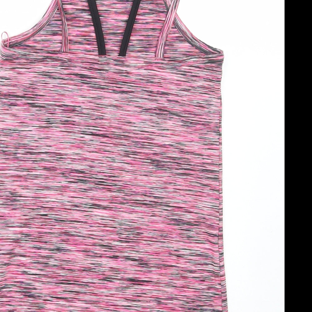 F&F Womens Pink Geometric Polyester Basic Tank Size 10 Round Neck Pullover
