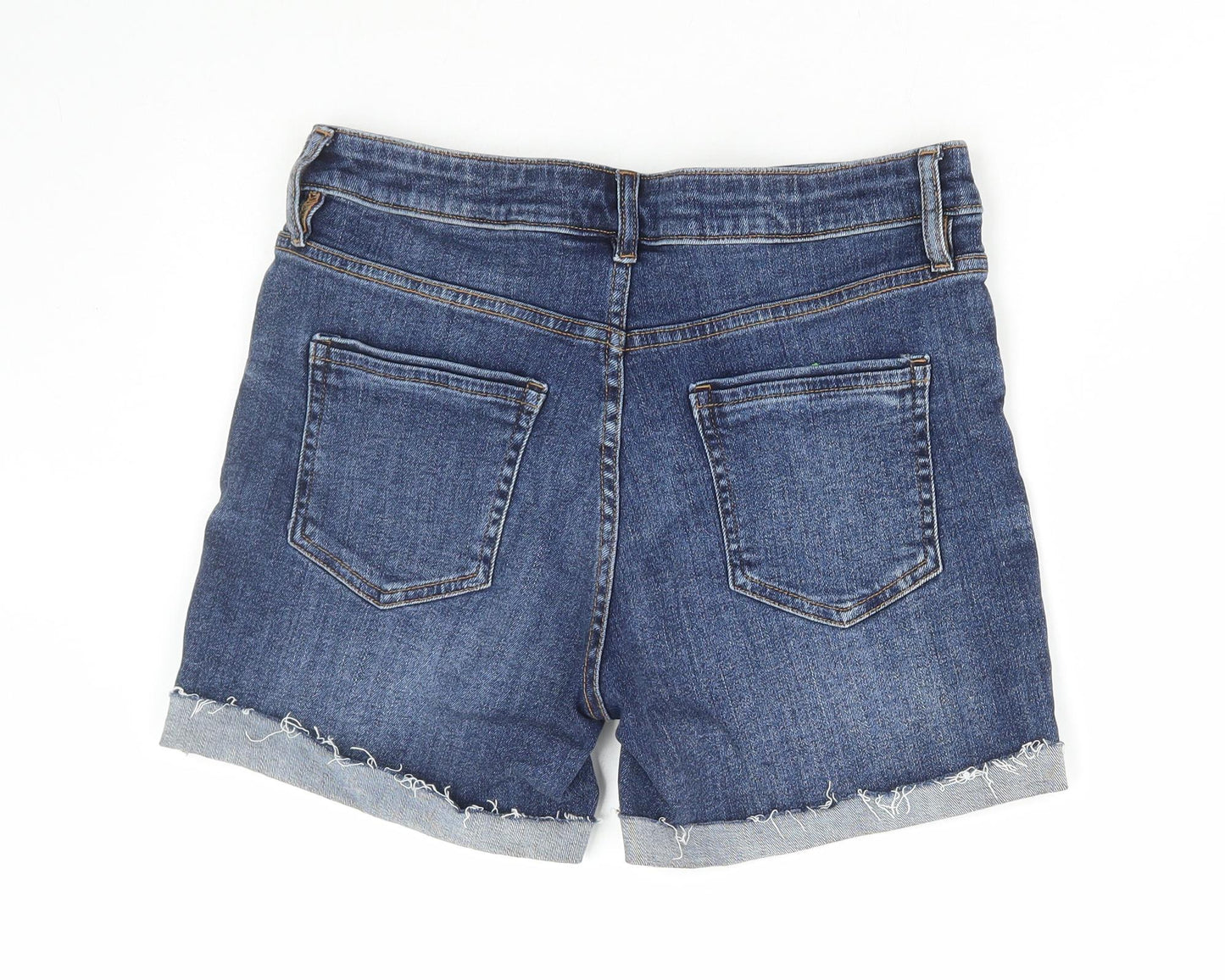F&F Womens Blue Cotton Bermuda Shorts Size 10 L4 in Regular Zip