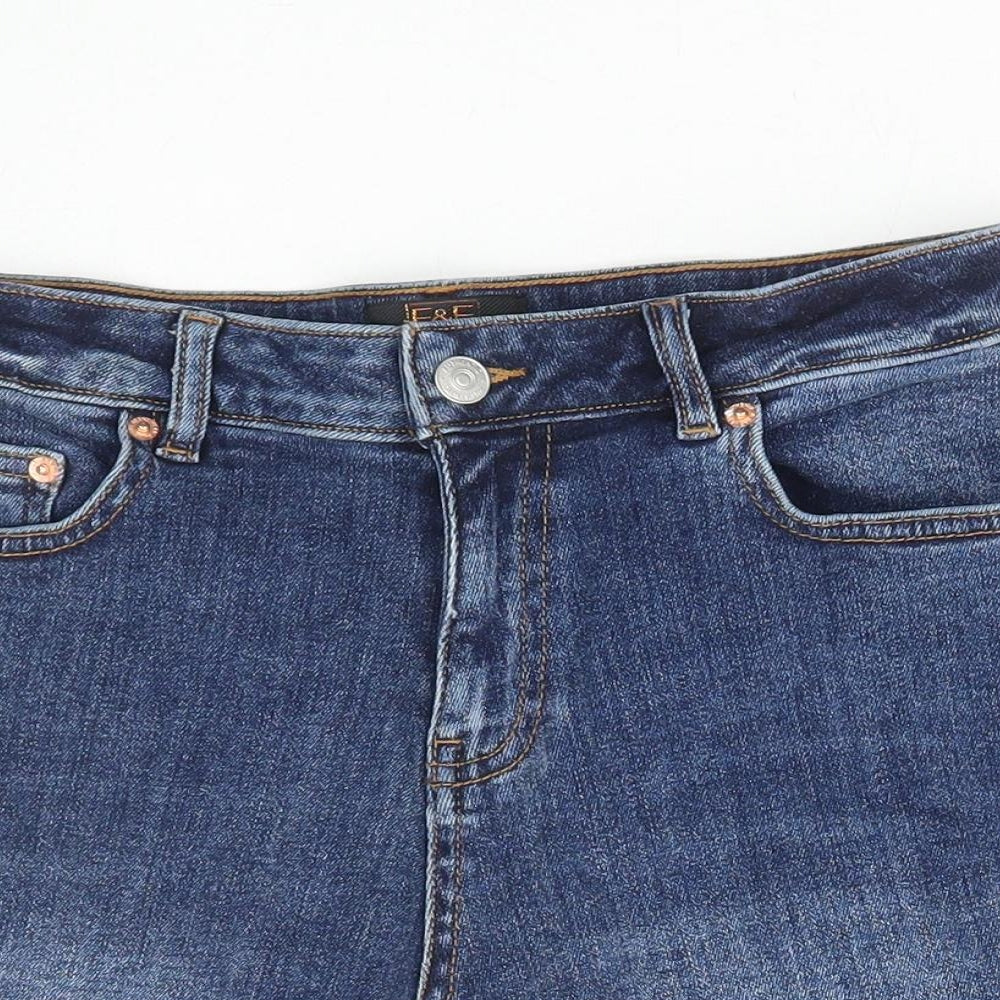 F&F Womens Blue Cotton Bermuda Shorts Size 10 L4 in Regular Zip