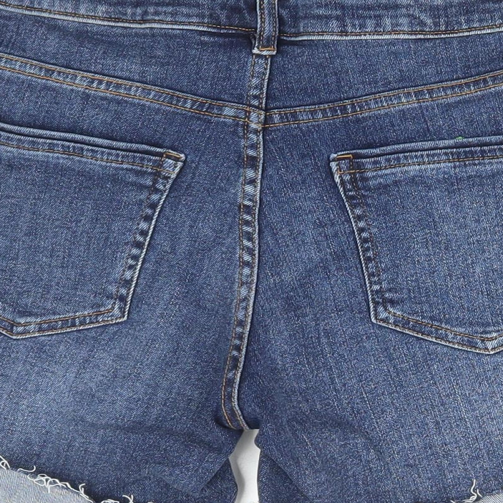 F&F Womens Blue Cotton Bermuda Shorts Size 10 L4 in Regular Zip