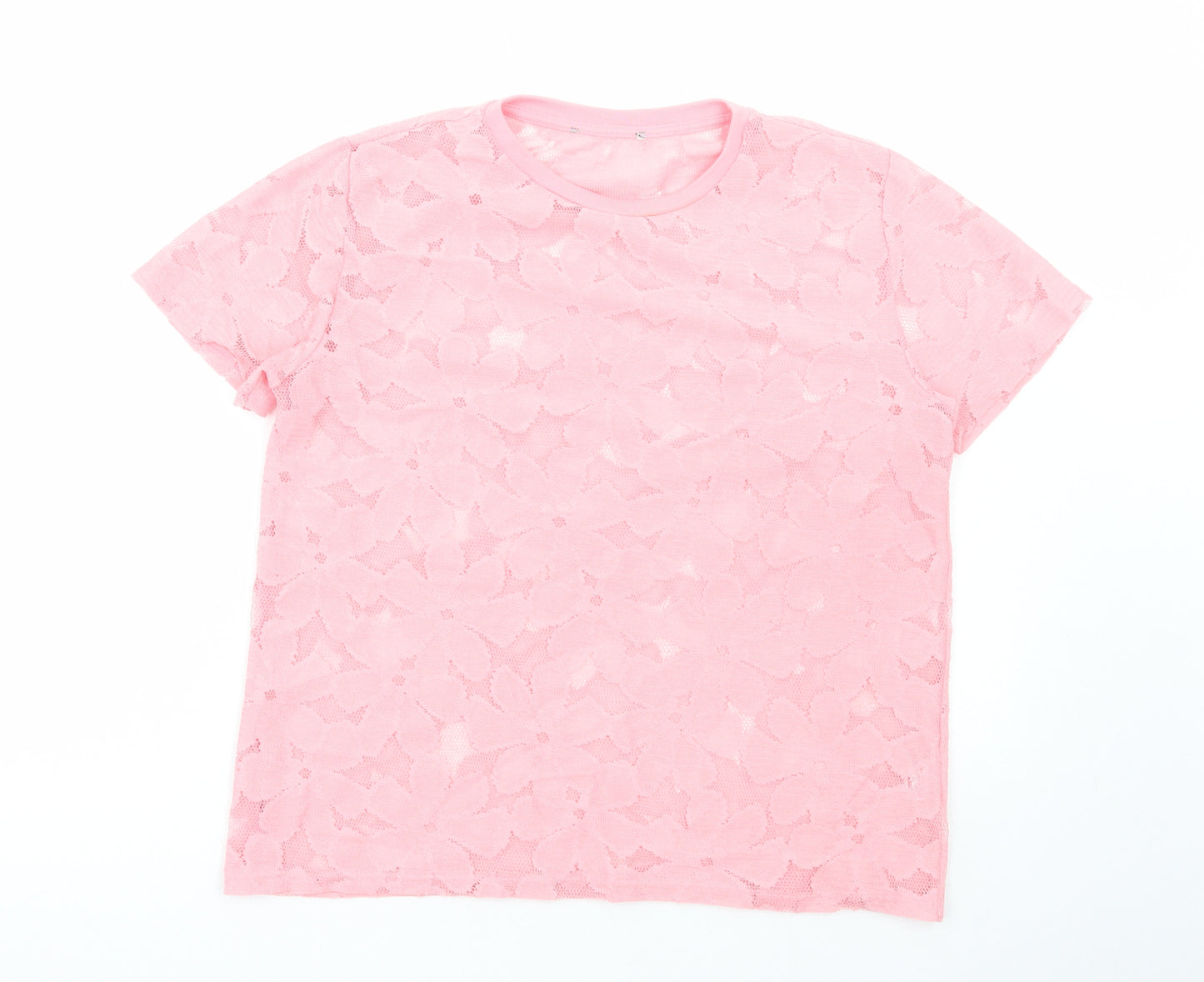 Atmosphere Womens Pink Floral Polyester Basic Blouse Size 10 Round Neck