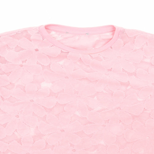 Atmosphere Womens Pink Floral Polyester Basic Blouse Size 10 Round Neck