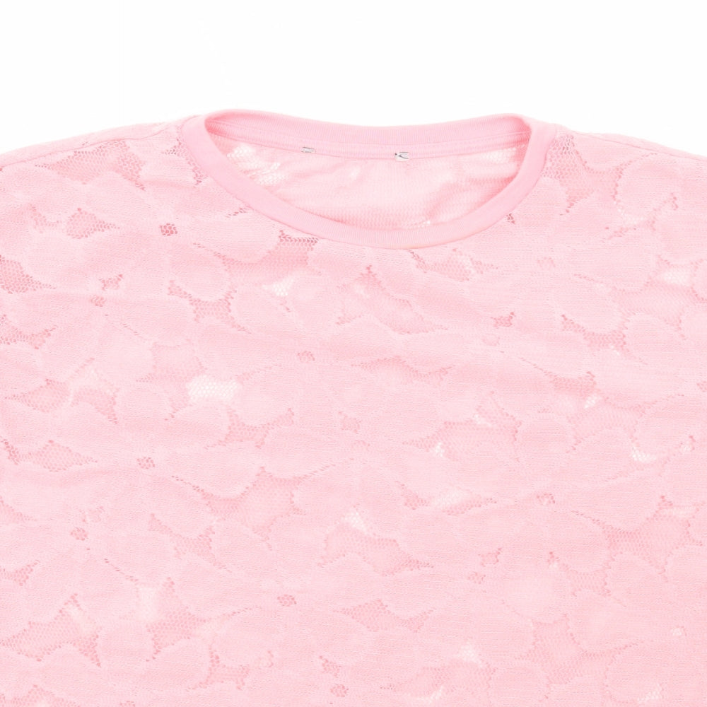 Atmosphere Womens Pink Floral Polyester Basic Blouse Size 10 Round Neck