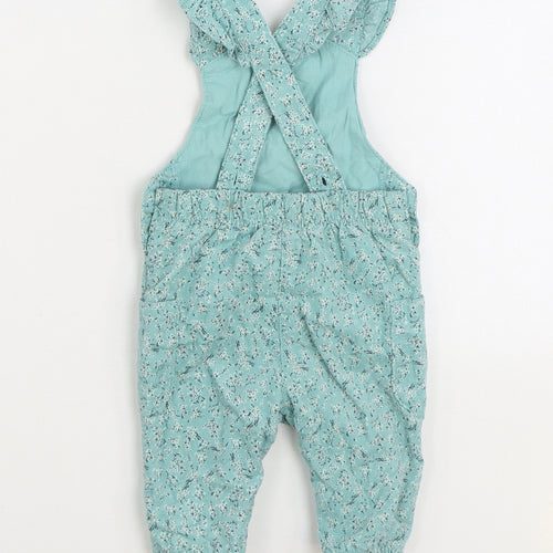 Mothercare Girls Blue Geometric 100% Cotton Dungaree Outfit/Set Size 0-3 Months Snap