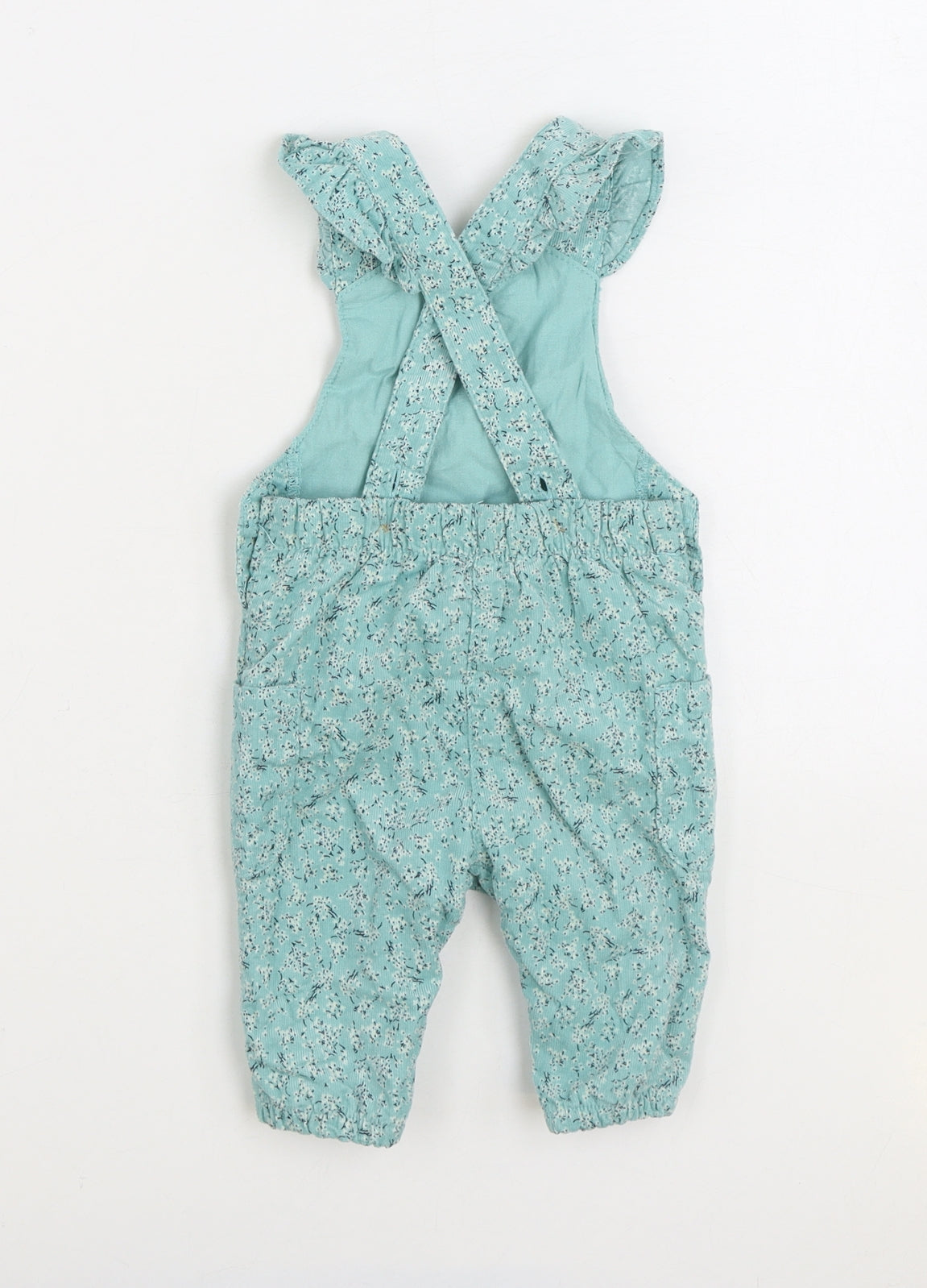 Mothercare Girls Blue Geometric 100% Cotton Dungaree Outfit/Set Size 0-3 Months Snap