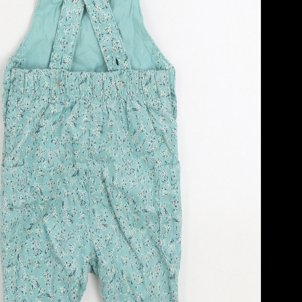 Mothercare Girls Blue Geometric 100% Cotton Dungaree Outfit/Set Size 0-3 Months Snap