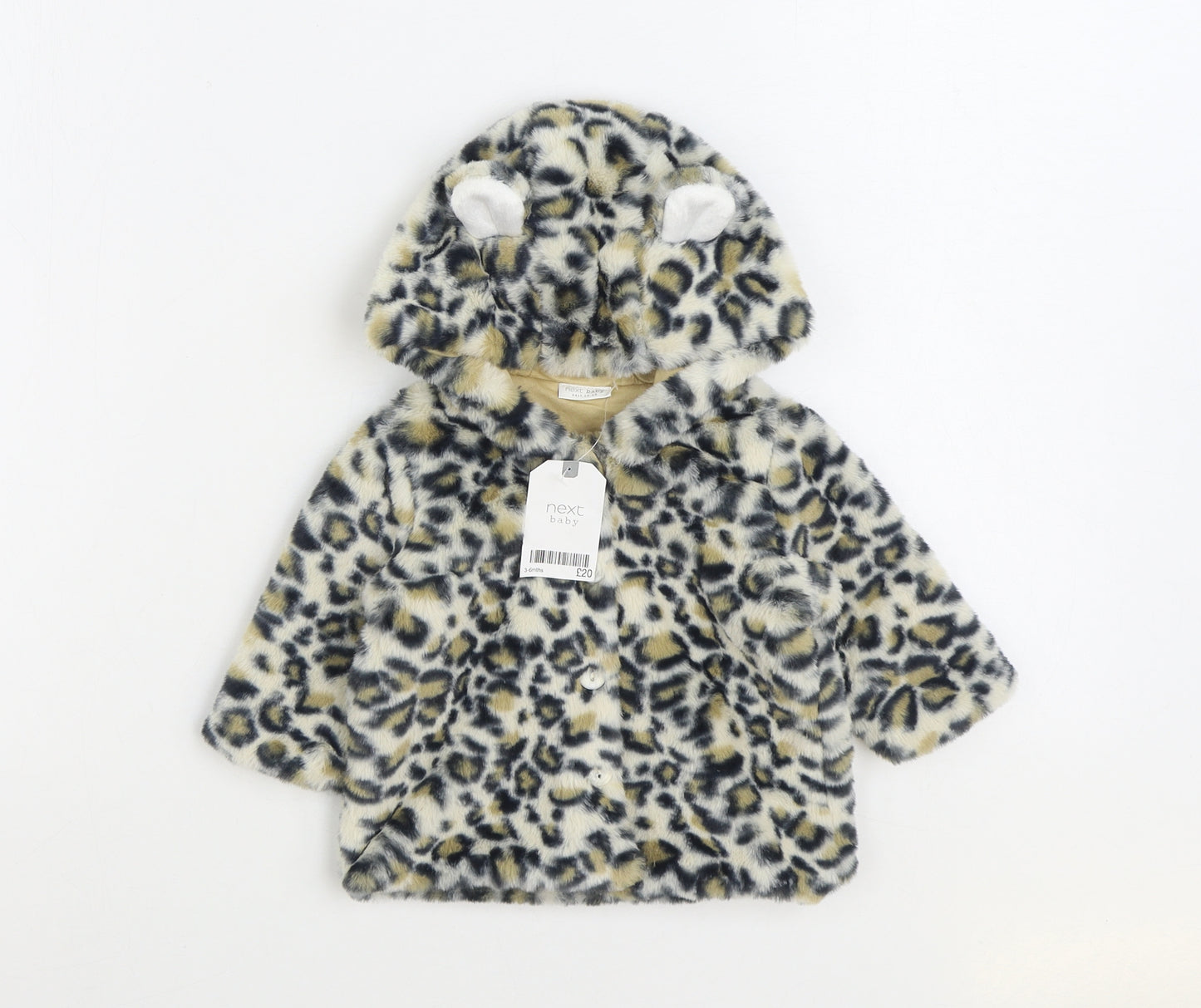 NEXT Girls Multicoloured Animal Print Jacket Size 3-6 Months Button - Leopard Print
