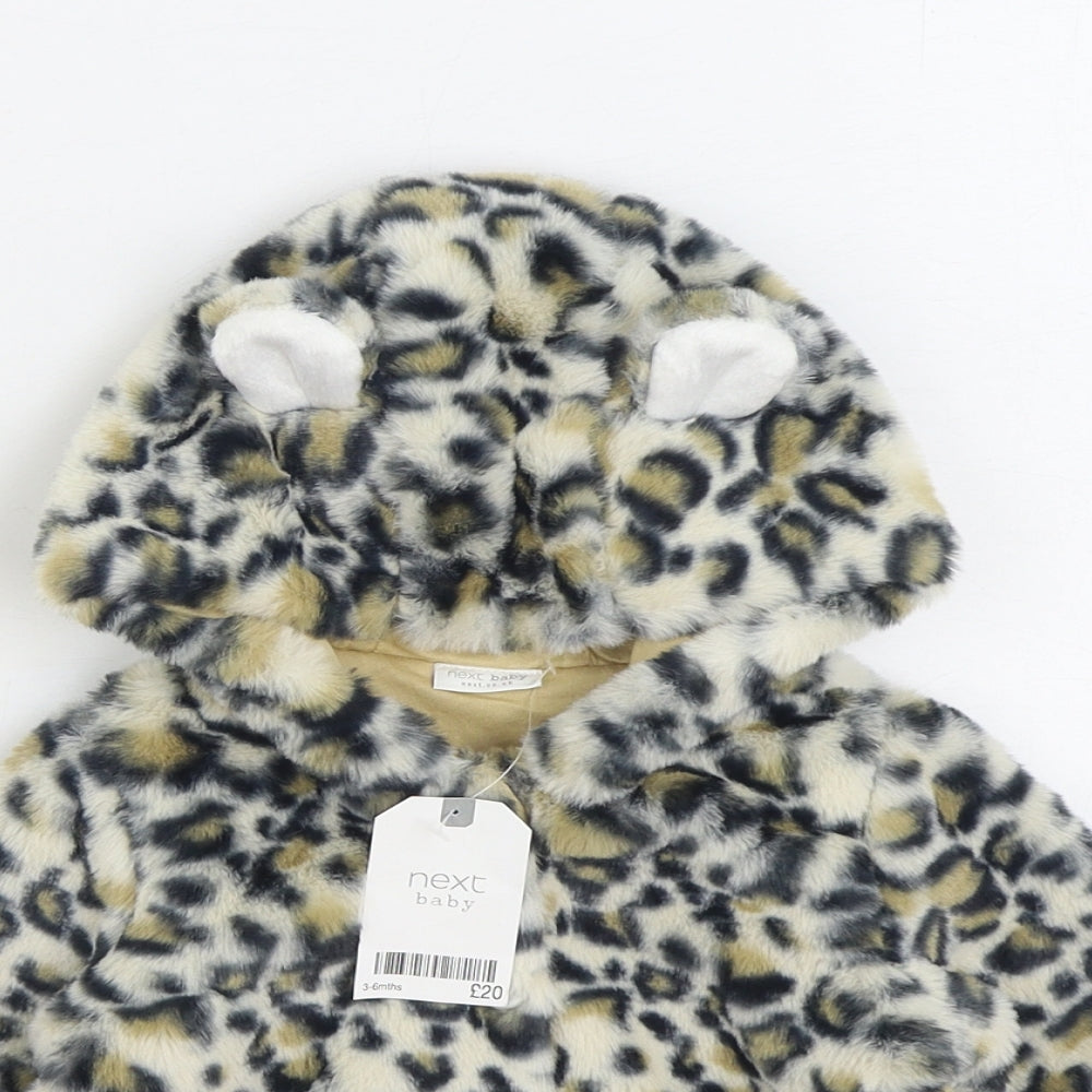 NEXT Girls Multicoloured Animal Print Jacket Size 3-6 Months Button - Leopard Print
