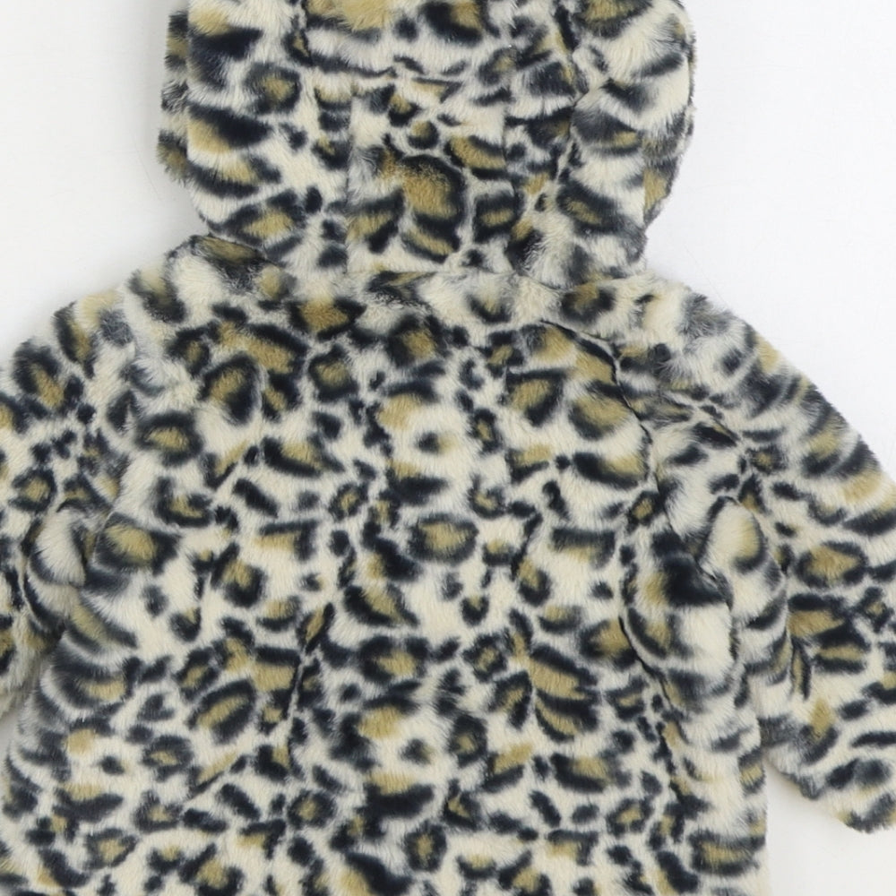 NEXT Girls Multicoloured Animal Print Jacket Size 3-6 Months Button - Leopard Print