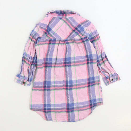 NEXT Girls Multicoloured Plaid 100% Cotton Basic Button-Up Size 3 Years Collared Button