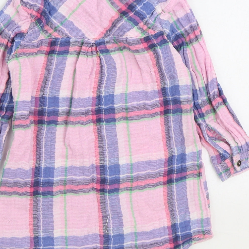 NEXT Girls Multicoloured Plaid 100% Cotton Basic Button-Up Size 3 Years Collared Button