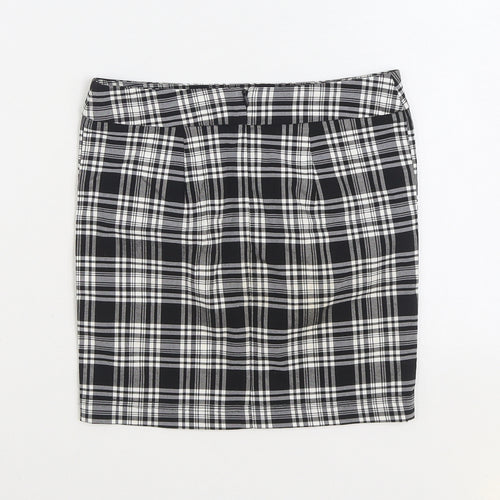 915 Generation Girls Black Plaid Polyester Mini Skirt Size 9 Years Regular Zip
