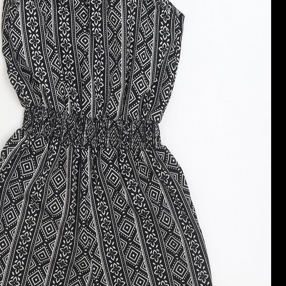 915 Generation Girls Black Geometric Polyester Playsuit One-Piece Size 9 Years Pullover