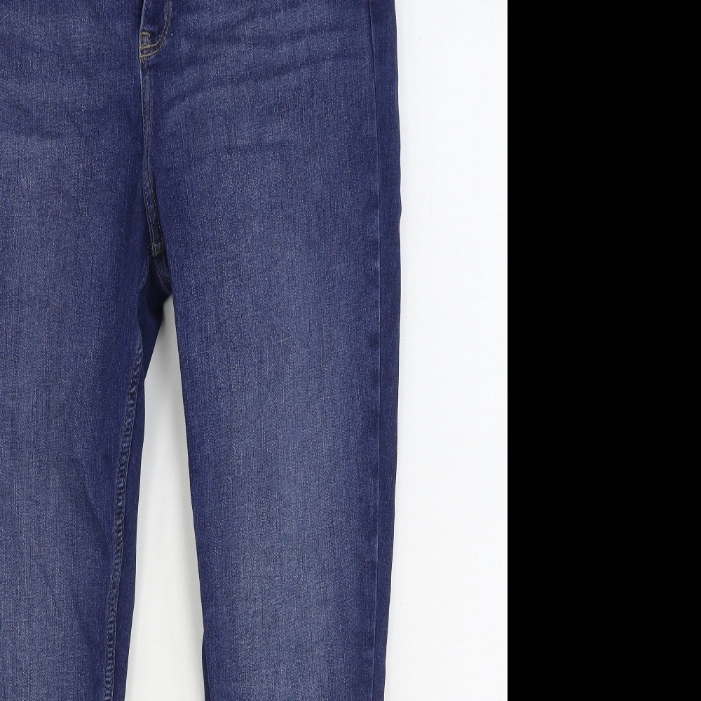 F&F Womens Blue Cotton Straight Jeans Size 16 L27 in Regular Zip