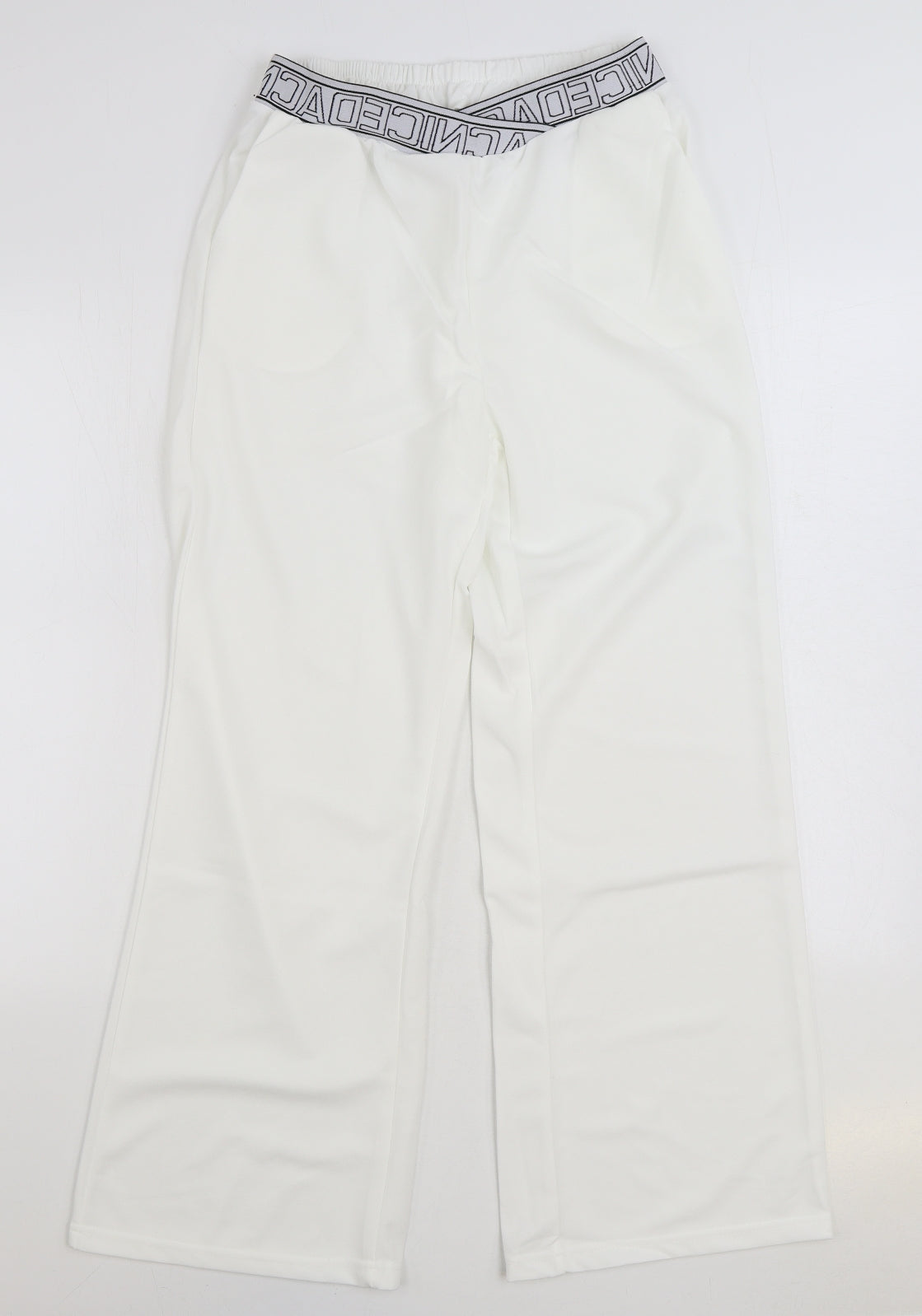 Nice Dac Womens White Polyester Jogger Trousers Size 26 in L28 in Regular