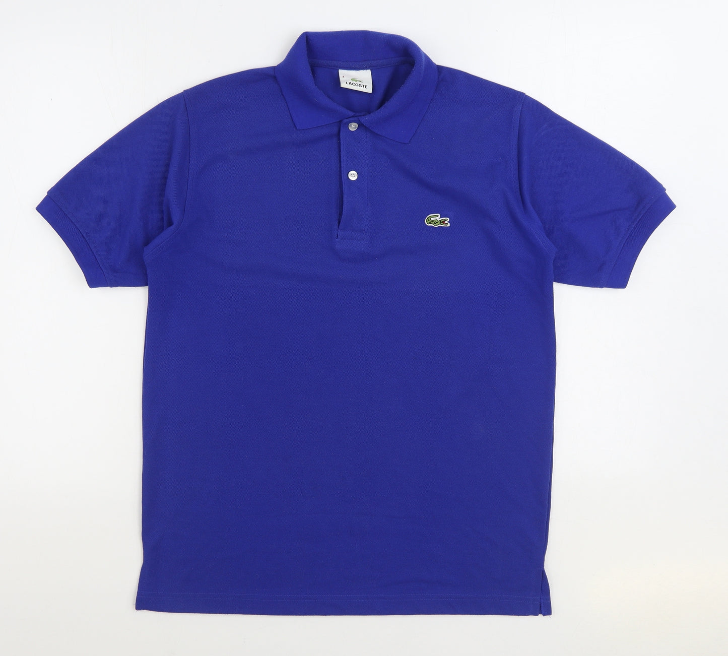Lacoste Mens Blue Cotton Polo Size M Collared Button