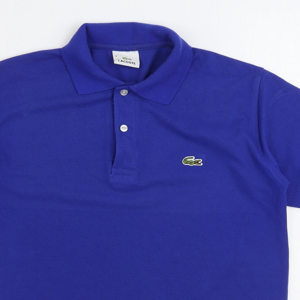Lacoste Mens Blue Cotton Polo Size M Collared Button