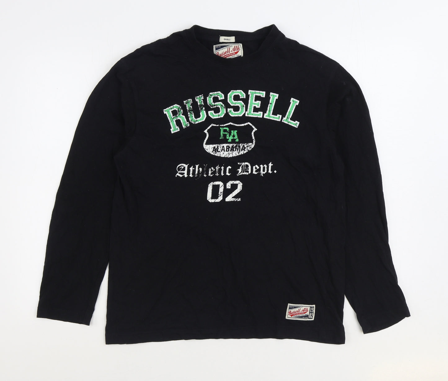 Russell Athletic Mens Black Cotton T-Shirt Size S Round Neck
