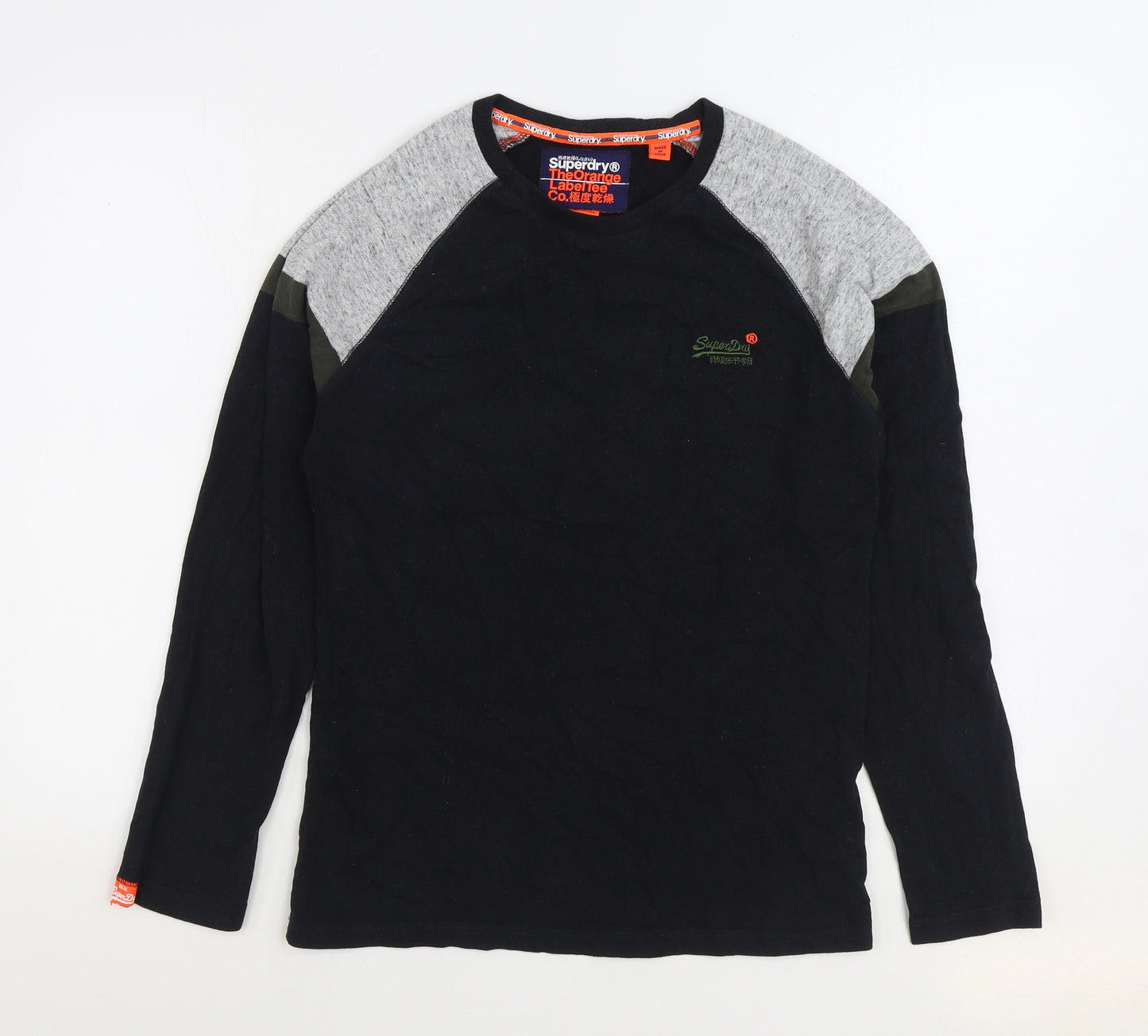Superdry Mens Black Cotton T-Shirt Size M Round Neck