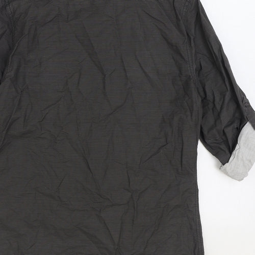 River Island Mens Grey Cotton Button-Up Size S Collared Snap