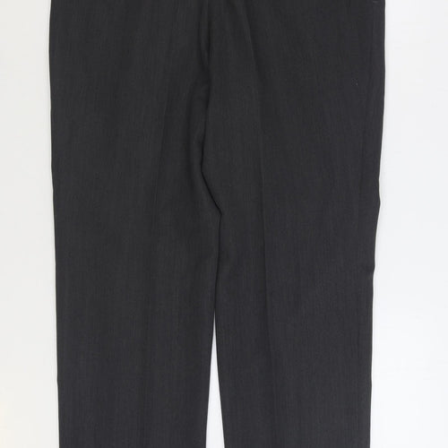 Prestige Collection Mens Grey Wool Trousers Size 40 in L30 in Regular Zip