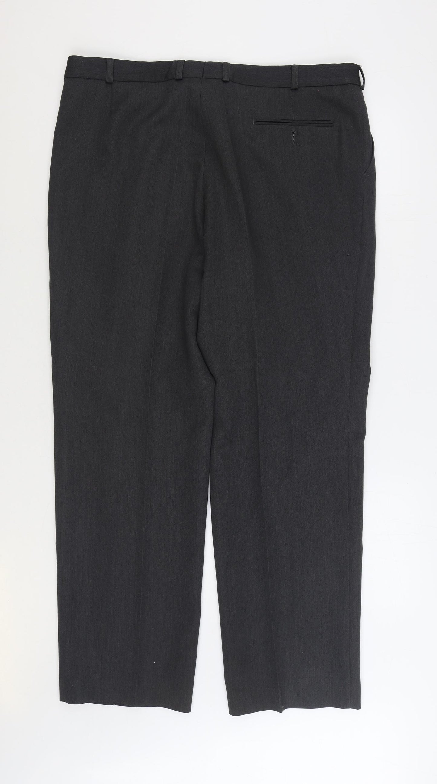 Prestige Collection Mens Grey Wool Trousers Size 40 in L30 in Regular Zip