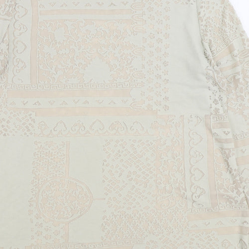 Wallis Womens Beige Viscose A-Line Size 16 Round Neck Button