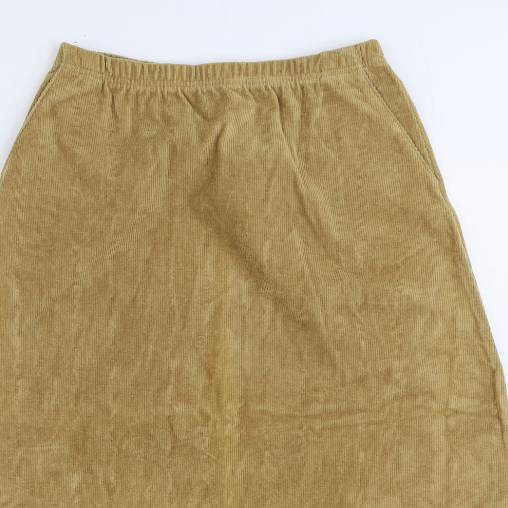 Lands End Womens Brown Cotton A-Line Skirt Size L