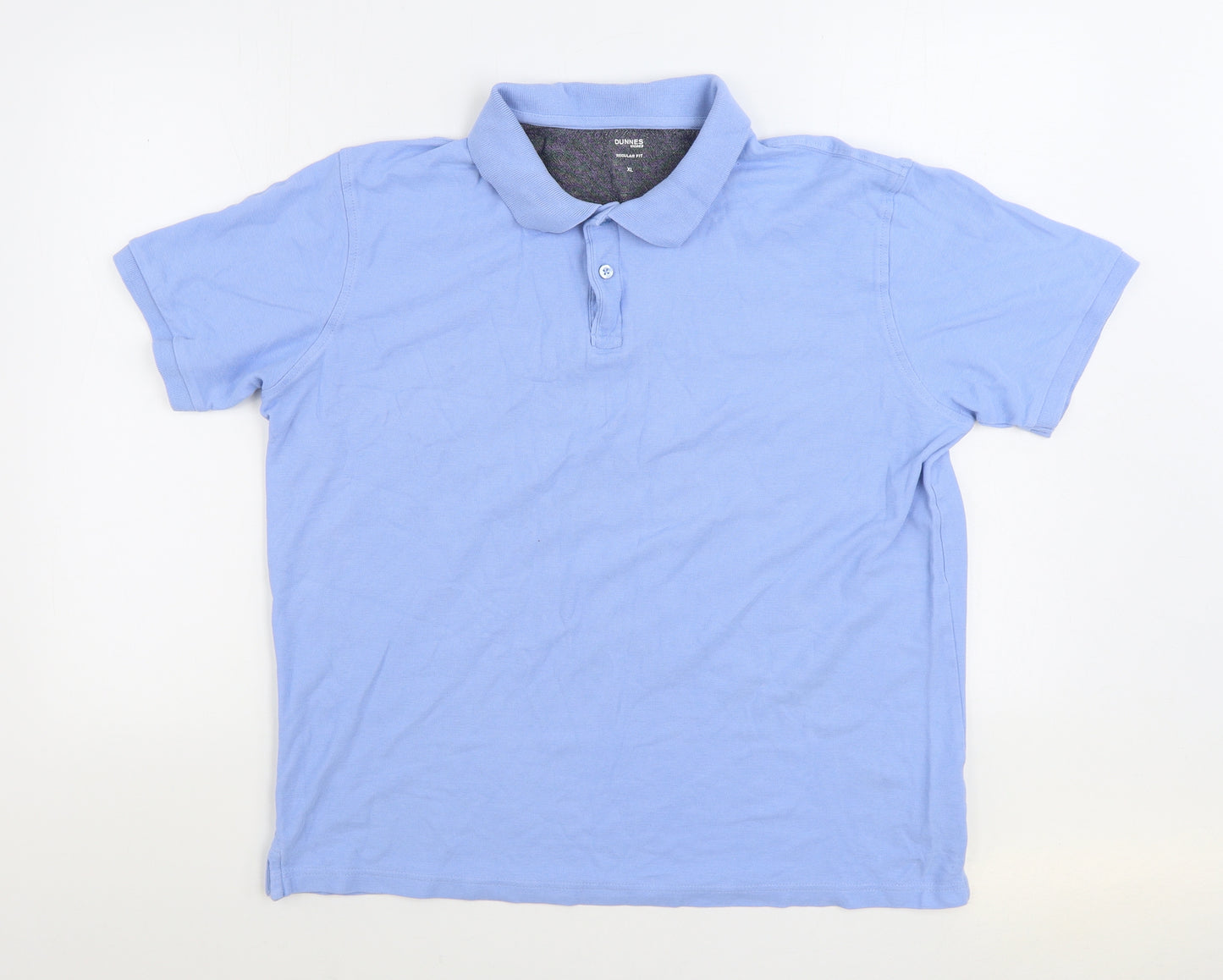 Dunnes Stores Mens Blue Cotton Polo Size XL Collared Button